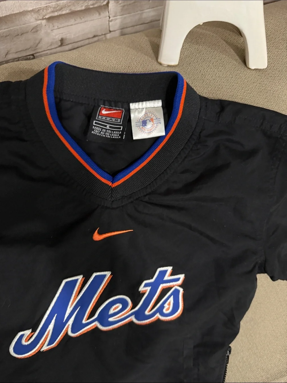 Nike Black Mets Pullover Crewneck with Blue and Orange Logo